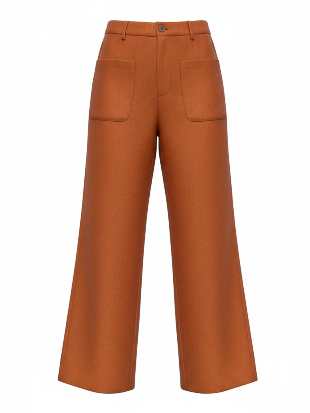 Wide-Leg High-Waist Pants in Rust Orange